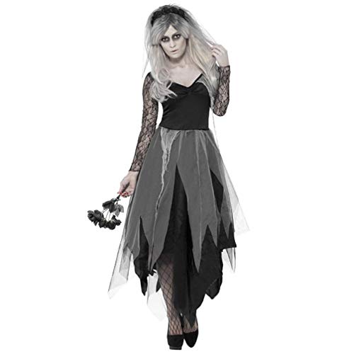 NUOBESTY Halloweenkostüm Halloween Geist Braut Braut Kostüm Halloween Gruseligen Horror Geist Friedhof Friedhof Brautkleid Verlassen Seelen Kostüm mit Stirnband für Frauen Gr??e Xl von NUOBESTY