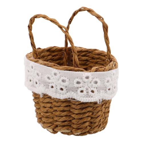 NUOBESTY Handgewebter Miniaturkorb aus Robustem Leichtem Kunst-rattan Einzigartig Handgefertigt für Puppenhaus-dekorationen und Mikro-landschaftsbau Kleines Handliches Accessoire für von NUOBESTY