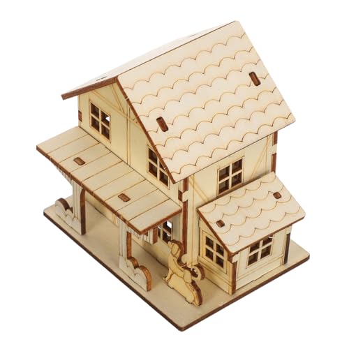 NUOBESTY Holz Puzzle Log Cabin Kit mit LED Licht DIY Holz Villa Bausatz für Erwachsene und Handgefertigtes Holzhaus Modell zur Bastelarbeit Gartenhaus Dekoration und Lernspielzeug von NUOBESTY