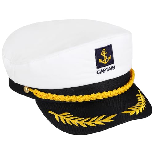NUOBESTY Matrosenmütze Für Männer Yachtboot Kapitänsmütze Kostüm Marineadmiral Verstellbare Schiffskappe Lustiges Halloween-Party-Cosplay-Accessoire von NUOBESTY