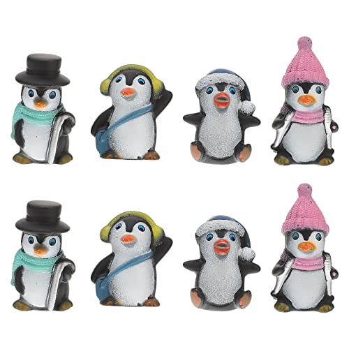 NUOBESTY Mini Pinguin Figur Tier Sammlung Spielset Zeichen Spielzeug Micro Landschaft Ornament DIY Schlüsselbund Anhänger für Bonsai Mini Garten Dekor 8 Stücke von NUOBESTY