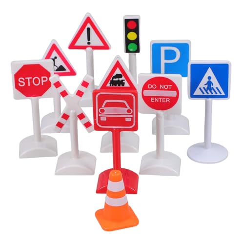 NUOBESTY Mini Verkehrszeichen für Teiliges mit Stoppschild Ampel Straßenblock und Fußgängersignal für und Modelleisenbahnen Fördert Verkehrswissen und Sicheres von NUOBESTY