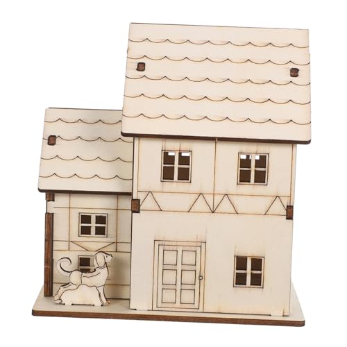 NUOBESTY Miniatur Holzhaus Bausatz LED Beleuchtet DIY Holzpuzzle Ohne Kleber Kreativ Modell Kit Für Familie Basteln Wohnkultur von NUOBESTY