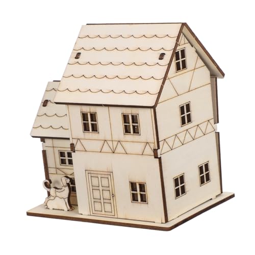 NUOBESTY Miniatur Holzvilla Modell Bausatz mit LED Beleuchtung DIY Puzzle Unlackiert Natürliche Holzausführung Detailreiche Architektur Stem Lernspielzeug für Bastler und Sammler NUOBESTY Miniatur Holzvilla Modell Bausatz mit LED Beleuchtung DIY Puzzle Unlackiert Natürliche Holzausführung Detailreiche Architektur Stem Lernspielzeug für Bastler und Sammler von NUOBESTY