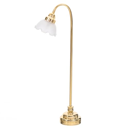 NUOBESTY Miniatur-Lampe Mini-Stehleuchte Aus Goldenem Metall Und Glas Für Puppenhausmöbel von NUOBESTY