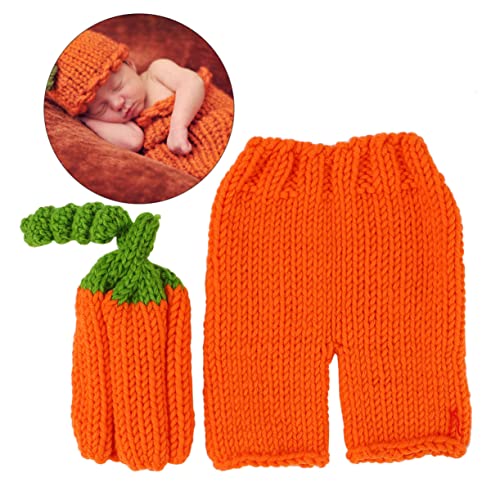 NUOBESTY Newborn Häkelkostüm Handmade Fotografie Requisiten Fotoshooting Outfit Orange Monate Weich Atmungsaktiv Halloween Babydecke von NUOBESTY