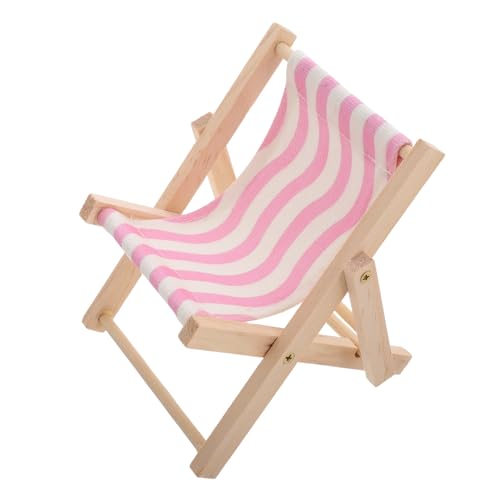 NUOBESTY Puppenhaus Faltbarer Strandkorb Strandkorb Desktop -telefonhalter Puppenstubenstühle Stuhl-Desktop-handyhalterung Telefonhalter Stuhl Strandkorb Miniatur Rosa Hölzern von NUOBESTY