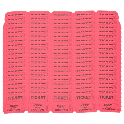 NUOBESTY Rote Losrolle Tombola-Lose Doppelrolle Zuglaschen Glücksspieltickets Eintrittskarten Für Veranstaltungen Zuglaschen Glücksspieltickets Kinokarten Universaltickets 100 Stück von NUOBESTY
