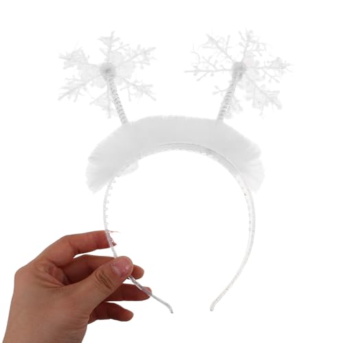 NUOBESTY Schneeflocken-haarband, Weihnachts-stirnband, 2 Stück, Weiße Schneeflocken-haar-accessoires für Die Weihnachtsfeier-dekoration, Stoff, 24,9 X 23,9 Cm von NUOBESTY