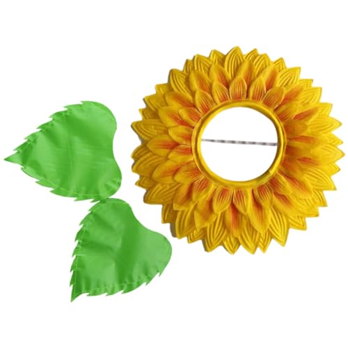 NUOBESTY Sonnenblumen-Kostüm 1 Set Sonnenblumen-Kopfbedeckung Lustiges Blumenkostüm Sonnenblumen-Kopfbedeckung Hut Mit Handschuhen Für Party Auftritt Cosplay-Requisiten von NUOBESTY
