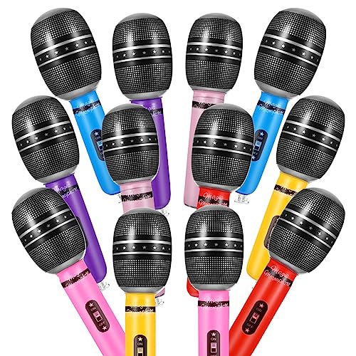 NUOBESTY Spielzeugmikrofon 12 Stück Aufblasbares Mikrofon Spielzeug Simuliertes Mikrofon Kindermikrofon Spielzeug Gefälschte Aufblasbare Mikrofon-Requisite Für Partygeschenke von NUOBESTY