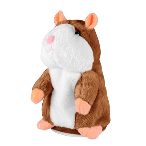 NUOBESTY Sprechender Hamster Spielzeug wiederholt, was Sie Sagen Elektronische Schallplatte Plüsch Mimikry Hamster Maus Kinder Stofftier Spielzeug Geschenk (Hellbraun) von NUOBESTY