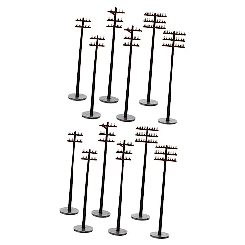 NUOBESTY Strommast Miniatur 12 Stück Mikro Landschaftsgarten Mini Telegrafenmast Mikro Telegrafenmasten Modell Miniatur Telegrafenmasten Modell Telegrafenmasten DIY Modell Gefälschte Telegrafenmast von NUOBESTY