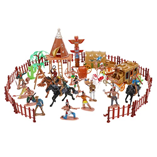 NUOBESTY West Cowboys Indianer Figuren Spielzeug, Wild West Cowboys Indianer Indianer Modelle Soldaten Figur Kriegsspiel Spielzeug für Sandkasten Dekoration Pädagogisches Spielzeug (52AW14070LHJ) von NUOBESTY