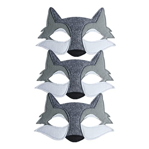 NUOBESTY Wolfsmaske 3 Stück Wolf Cosplay Maske Tiere Filz Halbe Gesichtsmaske Maskerade Masken Partymasken Wolf Kostüm Masken Für Kinder Partygeschenke Maskerade Requisite von NUOBESTY