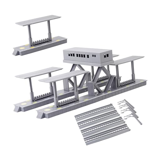 NUOBESTY Zugmodellsatz Zuglandschaftszubehör Sandtischmodell Modellbahnstation Miniaturzubehör Zugmodellschmuck Gebäude für Modelleisenbahnen Miniatur -Zuglandschaft Plastik Grau von NUOBESTY