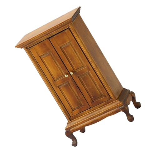 NUOBESTY kleines Möbelmodell puppenhaus zubehör Miniatur-Beistellschrank Puppenhaus-Dekorationszubehör Mini Möbelmodelle Minischrank winziger Kleiderschrank Feengärtenschrank Holz Coffee von NUOBESTY