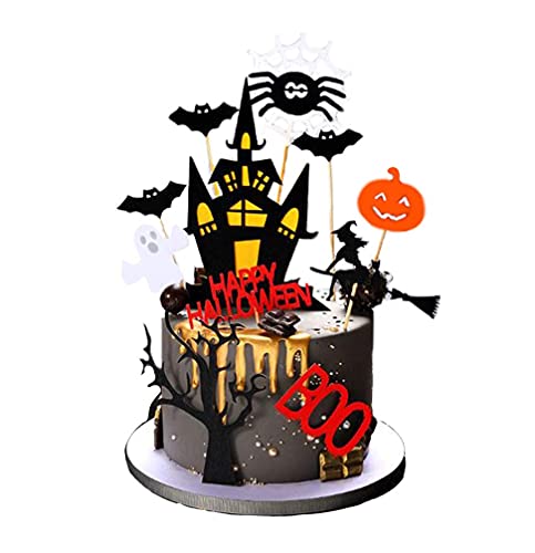 Halloween Tortendeko, Gotisch Kuchen Deko, Cupcake Topper, Horror Tortendeko, Schwarz Gotisch Deko, Totenkopf Tortendekoration, Kuchendekoration, für Halloween Party Deko von NUOGUAYI