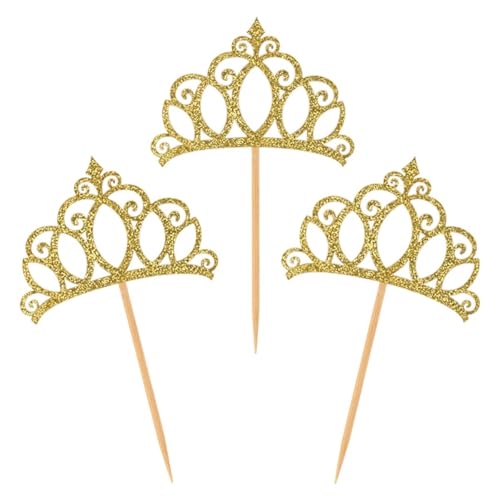 Krone Tortendeko, 24 pcs Glitter Krone Cake Topper, goldene Glitzer Topper, Cupcake Topper, Klein Krone Muffin Deko Hochzeit, für Babyparty, Geburtstag, Jahrestag, Hochzeit, Dessert-Backen Krone Tortendeko, 24 pcs Glitter Krone Cake Topper, goldene Glitzer Topper, Cupcake Topper, Klein Krone Muffin Deko Hochzeit, für Babyparty, Geburtstag, Jahrestag, Hochzeit, Dessert-Backen von NUOGUAYI