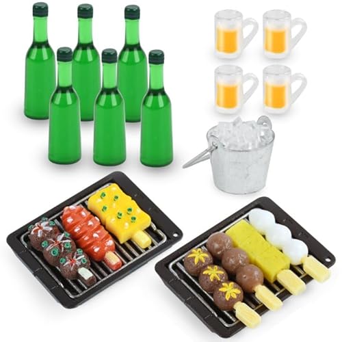 Miniatur Lebensmittel Puppenhaus, Miniatur Puppenhaus Zubehör Essen, Mini Bierkrug Puppenhaus Zubehör, Miniatur Essen und Trinken, Miniatur Grillpfanne und Spieße, für DIY Puppenhaus Dekor (21PCS) Miniatur Lebensmittel Puppenhaus, Miniatur Puppenhaus Zubehör Essen, Mini Bierkrug Puppenhaus Zubehör, Miniatur Essen und Trinken, Miniatur Grillpfanne und Spieße, für DIY Puppenhaus Dekor (21PCS) von NUOGUAYI