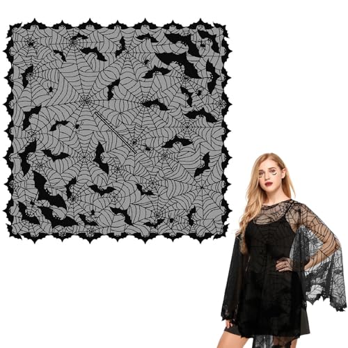 NUOGUAYI Spinne Poncho Umhang, Halloween Umhang,schwarzer Spitzen-Umhang, Spinnennetz, Gothic, schwarz, Fledermaus, Halloween-Kostüme, für Halloween Dress Up Party Cosplay (A) von NUOGUAYI