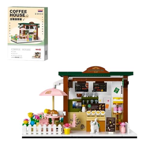 NUOJIAYING Kaffee Klemmbausteine Häuser Bausteine, 393 Teile Bausteine Café Haus Modular Building Bausatz Warmes Haus, MOC Cafe House Modular Buildings für Erwachsene und Kinder von NUOJIAYING