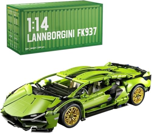 NUOJIAYING Supersportwagen Bausteine Sets, 1280 Teile 1:14 Technik Sportwagen Bausteine Rennwagen Auto Modell, DIY Sportwagen Modell Bausteine Bausatz, Geschenk für Kinder und Erwachsene von NUOJIAYING