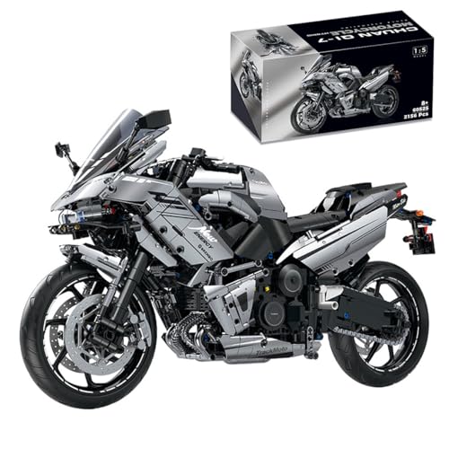 NUOJIAYING Technik Motorrad für Kawasaki Motorrad, 1:5 Groß Motorrad Modellbausatz, 2156 Klemmbausteine Technik Rennen Motorrad Bausteine, Kompatibel mit Großen Marken von NUOJIAYING