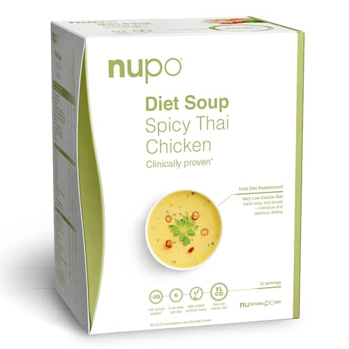 NUPO® Diät Suppe (Spicy-Thai Chicken) | Glutenfrei & Wenig Kalorien | Eiweißreicher Mahlzeitenersatz Pulver Fastensuppe | Diät Suppen zum Abnehmen | Vitamine & Mineralstoffe | Low Carb Suppen von NUPO