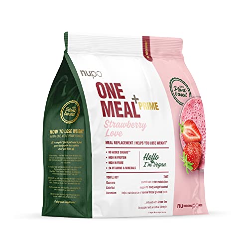 NUPO One Meal + Prime Vegan Shake – Erdbeere I Nahrungsersatz-Shake zum abnehmen I Leckeres Mahlzeitersatz-Pulver für effiziente Gewichtsabnahme I 360g I Ohne Zuckerzusatz I Reich an Protein NUPO One Meal + Prime Vegan Shake – Erdbeere I Nahrungsersatz-Shake zum abnehmen I Leckeres Mahlzeitersatz-Pulver für effiziente Gewichtsabnahme I 360g I Ohne Zuckerzusatz I Reich an Protein von NUPO