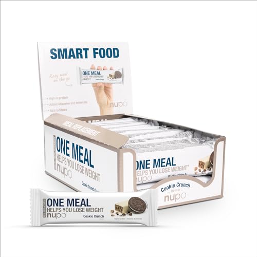 NUPO One Meal Bar - Cookie Crunch (15 x 60g) I Leckerer High Protein Riegel zum Abnehmen | Mahlzeitenersatz Protein Bar Low Sugar I Kalorienarme Snacks mit Nährstoffen Vitaminen und Mineralien von NUPO