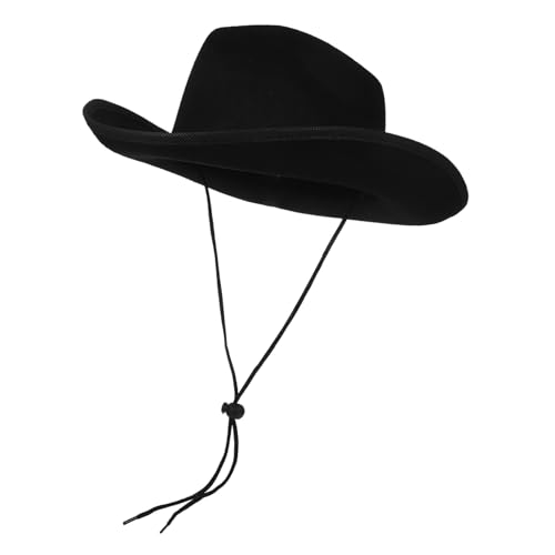 NUSITOU Cowboy-Hut schwarzer Cowboyhut Mützen für Männer Cowboy-Cowgirl-Partyzubehör Filz-Cowgirl-Hut Dekorationen während Hass Frauen-Cowgirl-Hut Cowgirl-Kostüm Kleidung Filzhut gefühlt von NUSITOU