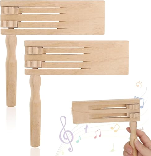 NUUOTP Holzratsche Geräusche Maker 2 Stück Holz Spinning Ratsche Musikinstrumente Kinder Geeignet Für Spielpartys Holzrassel, Sicher Poliert Und Gratfrei Sportveranstaltungen, Feste Und Feiern von NUUOTP