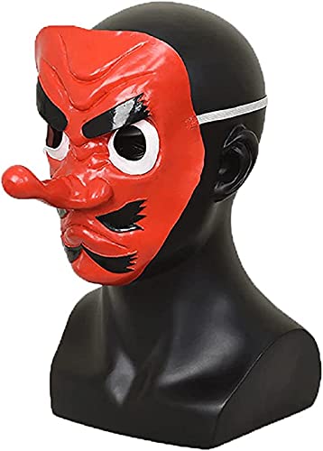 NUWIND Anime Demon Slayer Urokodaki Sakonji Rote Latexmaske mit langer Nase Halloween Cosplay Party Kostüm Zubehör von NUWIND