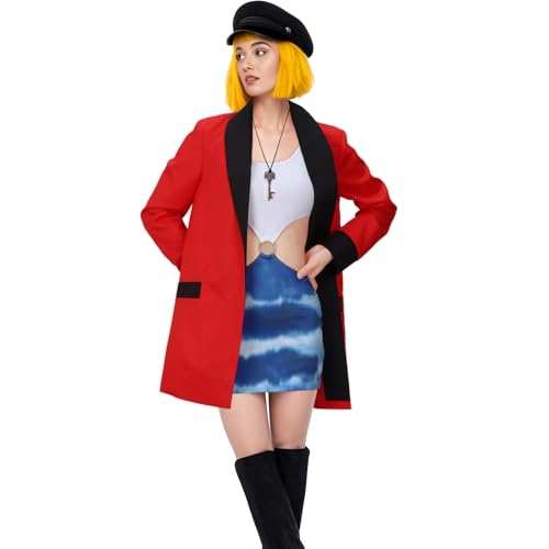 NUWIND Damen Pretty Vivian Kostüm Süße Schatz Film Charakter Uniform Crop Top Mini Rock Rote Jacke Outfit für Karneval Halloween Party (XXL) von NUWIND