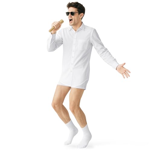 NUWIND Joel Goodsden Cosplay-Kostüm für Herren, weißes Hemd, Socken, Anzug, Sonnenbrille, Brillenbeutel, lässig (Weiß, L) von NUWIND