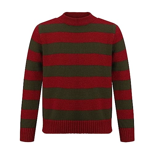 NUWIND Kinder Freddy Krueger Pullover rot grün Gestreifter Strickpullover Nightmare on Elm Street Halloween Kostüm Cosplay Karneval Verkleidung (130) von NUWIND