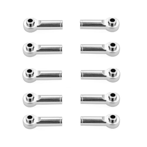 NUZAMAS 10 Stück M4-Gewinde Verbindungsstangenende Kugelkopfhalter Spurstange Metall Krawatte Druckverbindungsstangengelenk für AXIAL SCX10 1/10 RC Automodell Zubehör Silber NUZAMAS 10 Stück M4-Gewinde Verbindungsstangenende Kugelkopfhalter Spurstange Metall Krawatte Druckverbindungsstangengelenk für AXIAL SCX10 1/10 RC Automodell Zubehör Silber von NUZAMAS