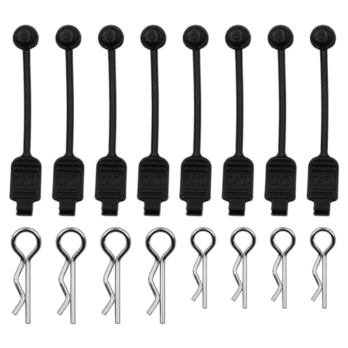 NUZAMAS 16 Stück RC-Karosserie-Clips für 1/10 1/12 1/7 1/8 R Pin Anti-Verlust-RC-Karosserie-Clips mit Zuglaschen für SCX10 Traxass TRX4 HSP Himoto von NUZAMAS