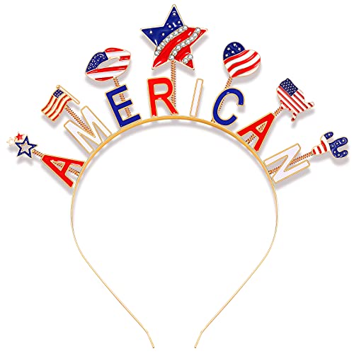 NVENF 4. Juli Patriotisches Stirnband mit Strass, amerikanische Flagge, Stern-Haarband für Frauen, Unabhängigkeitstag, Kostüm, Party, Kopfbedeckung NVENF 4. Juli Patriotisches Stirnband mit Strass, amerikanische Flagge, Stern-Haarband für Frauen, Unabhängigkeitstag, Kostüm, Party, Kopfbedeckung von NVENF