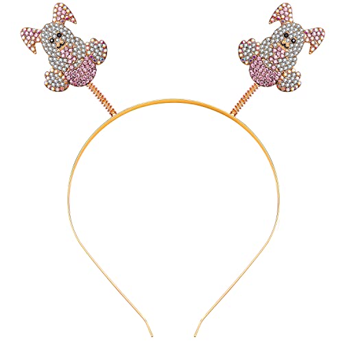 Oster-Stirnband für Frauen und Mädchen, niedliches Hasenhaarband, bunt, Strass, Hase, Kopfbedeckung, Kristall, Oster-Kopfbedeckung, festliche Partygeschenke, Geschenk (weißes Hase) von NVENF