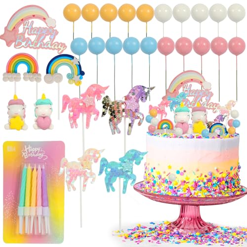 NVGVUP 30 Stück Einhorn Tortendeko, Regenbogen Cake Topper, Macaron Kuchendeko, Kugeln Kuche Decoration Kit für Geburtstag Baby Dusche Hochzeit Party NVGVUP 30 Stück Einhorn Tortendeko, Regenbogen Cake Topper, Macaron Kuchendeko, Kugeln Kuche Decoration Kit für Geburtstag Baby Dusche Hochzeit Party von NVGVUP