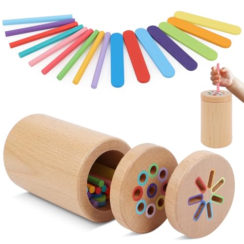 NVGVUP Montessori Spielzeug ab 1 2 3 Jahr, Holzspielzeug Kinder Farbe Sortierspiel ab 1 Jahr, Holz Sortier & Stapelspielzeug, Motorikspielzeug Lernspielzeug Geschenk für Kleinkinder von NVGVUP