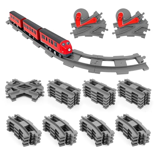 Bausteine Zug Schienen Set, 34 Stück Spielzeug Eisenbahnschienen, Bestehend aus Cross Track/Gerade/Kurven Schienen, Railway Rails Kinderspielzeug, Kompatibel mit dem Marktführer ab 2 Jahren Bausteine Zug Schienen Set, 34 Stück Spielzeug Eisenbahnschienen, Bestehend aus Cross Track/Gerade/Kurven Schienen, Railway Rails Kinderspielzeug, Kompatibel mit dem Marktführer ab 2 Jahren von NVIYAM