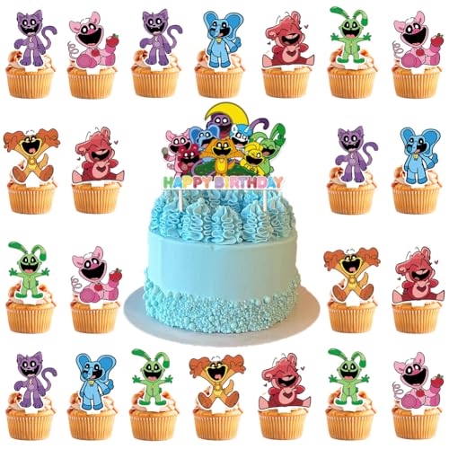 25PCS Mini Cartoon Smiling Tortendeko Geburtstag, Smiling Cake Topper Happy Birthday Tortendeko Auto Kuchen Critters Kuchen Topper mit Critters Flagge Geburtstag Dekoration Tortendeke 25PCS Mini Cartoon Smiling Tortendeko Geburtstag, Smiling Cake Topper Happy Birthday Tortendeko Auto Kuchen Critters Kuchen Topper mit Critters Flagge Geburtstag Dekoration Tortendeke von NVKRLFYD