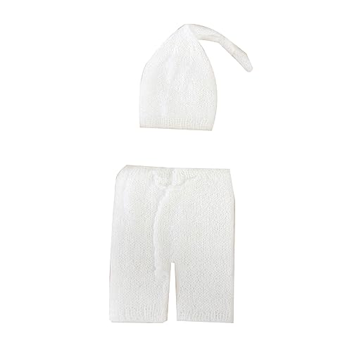 NVOQILIN Baby-Fotografie-Requisiten, Mohair-Strampler, weiche Kappe, Baby-Fotoanzug, Fotoshooting-Requisiten, Kleidung, Neugeborene, Duschgeschenk, weich und bequem, Neugeborenen-Fotooutfit von NVOQILIN