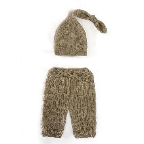 NVOQILIN Baby-Fotografie-Requisiten, Mohair-Strampler, weiche Kappe, Baby-Fotoanzug, Fotoshooting-Requisiten, Kleidung, Neugeborene, Duschgeschenk, weich und bequem, Neugeborenen-Fotooutfit von NVOQILIN