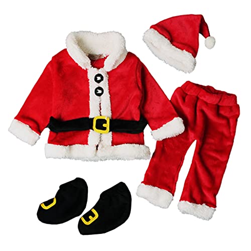 NVOQILIN Baby-Weihnachtsmann-Kostüme, 4-teilig, Fleece-Oberteil, Hose, Mütze, Set NVOQILIN Baby-Weihnachtsmann-Kostüme, 4-teilig, Fleece-Oberteil, Hose, Mütze, Set von NVOQILIN