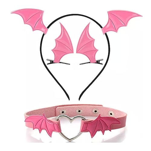 NVOQILIN Gothic Dunkle Haarspange Mädchen Choker Halsband Haarspange Teufelsflügel Stirnband Set Gothic Fledermaus Flügel Vielseitiges Choker Fledermaus Zubehör Set NVOQILIN Gothic Dunkle Haarspange Mädchen Choker Halsband Haarspange Teufelsflügel Stirnband Set Gothic Fledermaus Flügel Vielseitiges Choker Fledermaus Zubehör Set von NVOQILIN