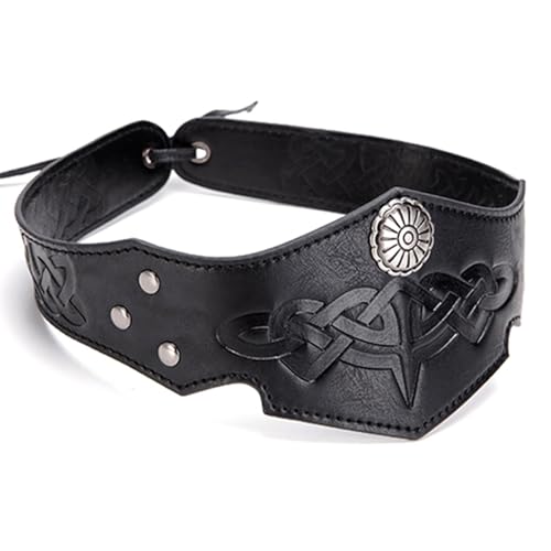NVOQILIN Kopfbedeckung Verstellbares Leder-Stirnband Mittelalter Stirnband Motorrad Fahren Kopfbedeckung Halloween Cosplay Zubehör Stilvolle Laufkopfbedeckung von NVOQILIN